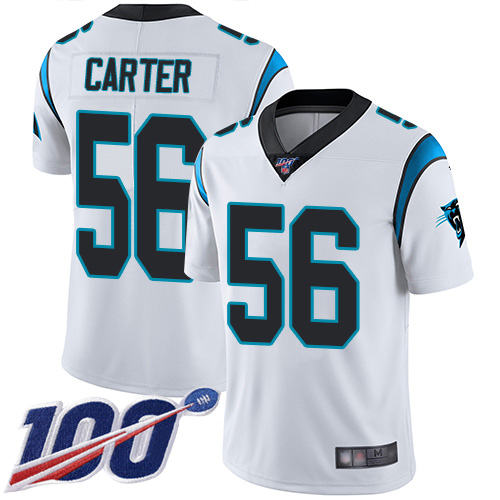 Carolina Panthers Limited White Men Jermaine Carter Road Jersey NFL Football #56 100th Season Vapor Untouchable